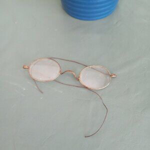 Antique Unisex Round Wire Eyeglass Frames Reading Glasses Spectacle Collector Di
